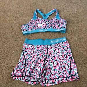 Nike Pro Sports Bra and Shorts Set